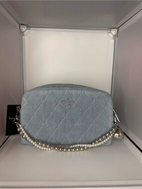 kate spade Quilted Light Blue Crossbody with Pearl Handle